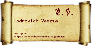 Modrovich Veszta névjegykártya